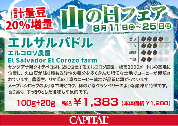 <山の日フェア20%増量>エル・サルバドル