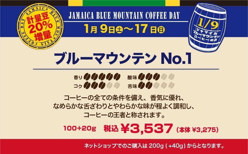 ブルーマウンテンの日フェア 20%増量 ブルーマウンテンNo.1 【キャピタルコーヒー/CAPITAL】