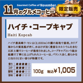 １１月 スペシャルティコーヒー ハイチ・コープキャブ